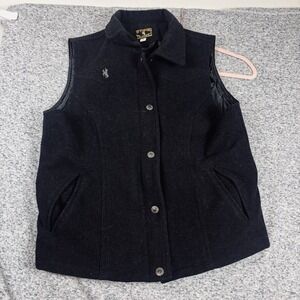 Wyoming Traders Vest Womens XL Black 100% Wool Western Cowgirl Ranch Western Zip